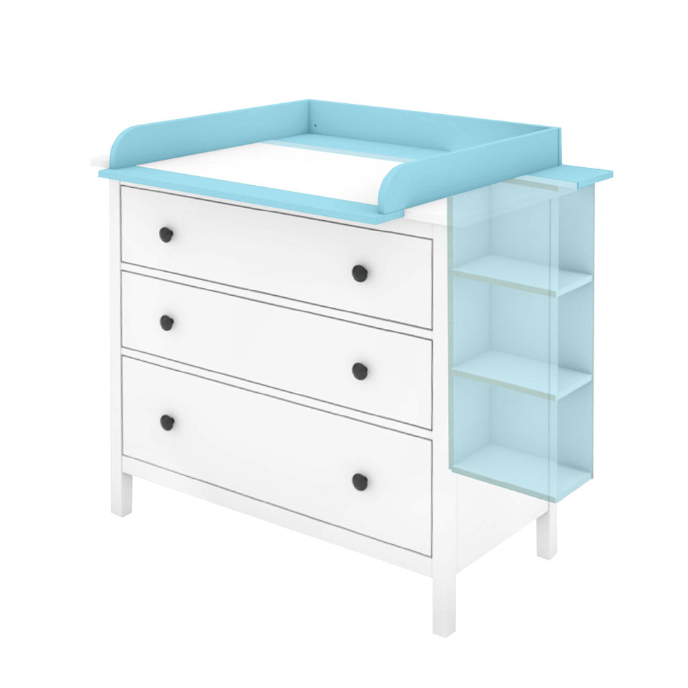 108 cm breite Hemnes Kommode mit Wickelaufsatz und einem passendem Stauraumregal.