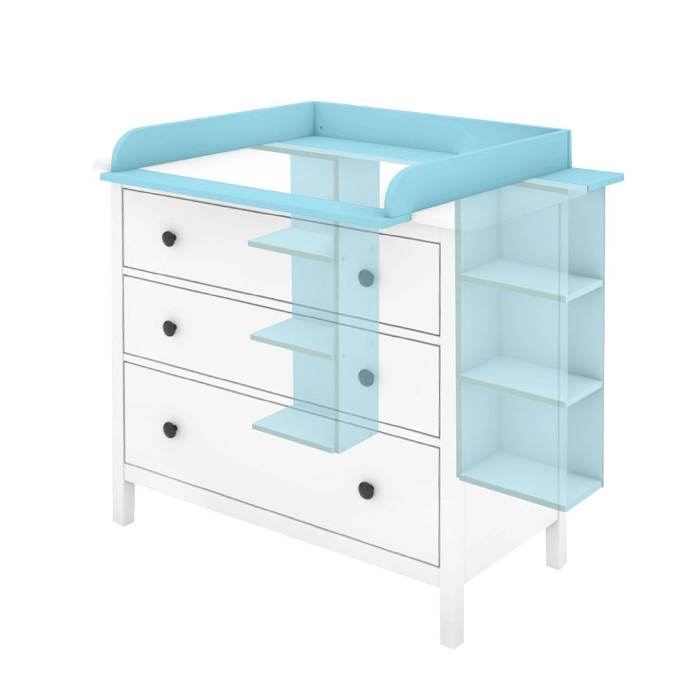 Kleine Hemnes Kommode mit Wickelaufsatz und 2 Stauraumregalen.
