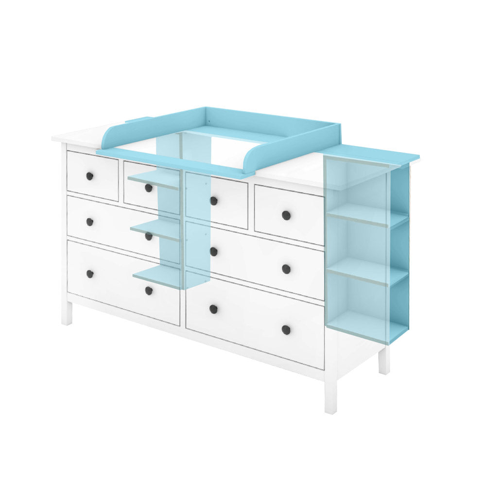 Hemnes Wickelaufsatz für die große Kommode mit passenden Stauraumregalen.
