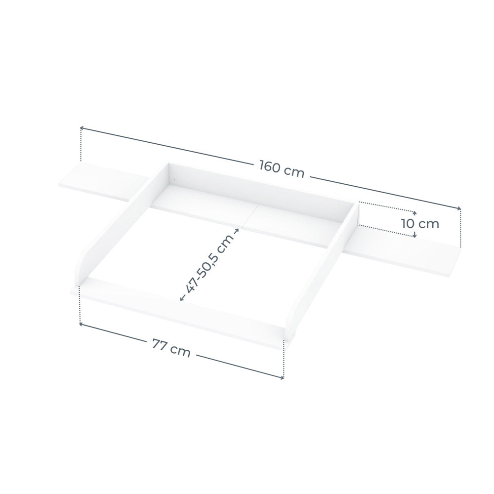Hemnes Wickelaufsatz für die große Hemnes Kommode mit entsprechenden Maßangaben.