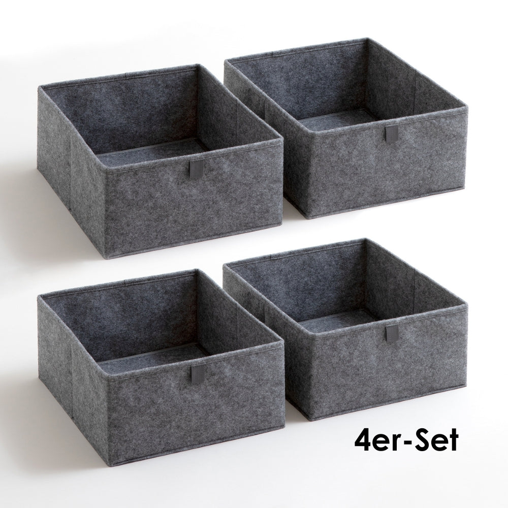 4er-Set Kallax Aufbewahrungsboxen aus Filz mit Grifflasche für das IKEA Kallax Regal.