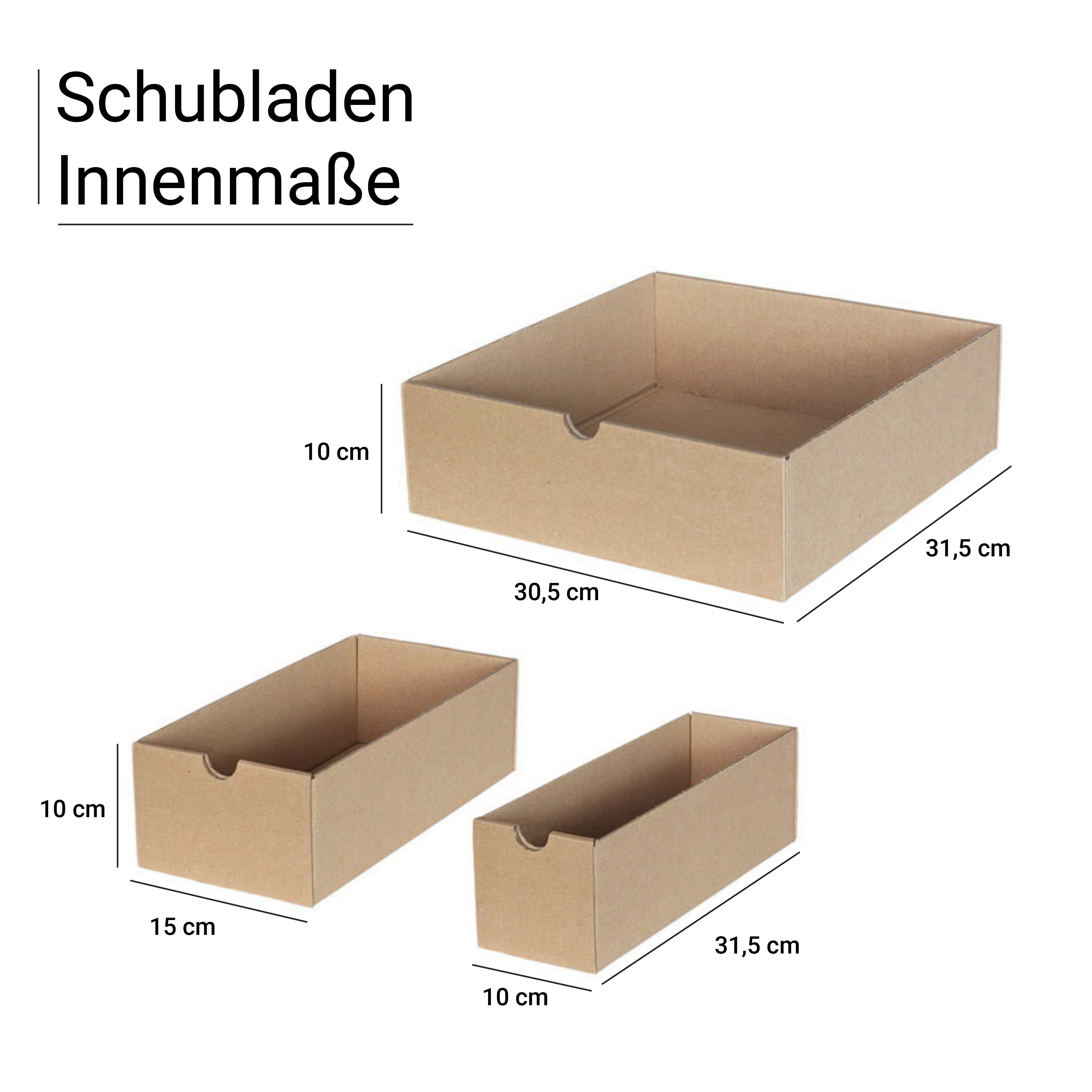 Schubladenmaße für Ikea-Regal.