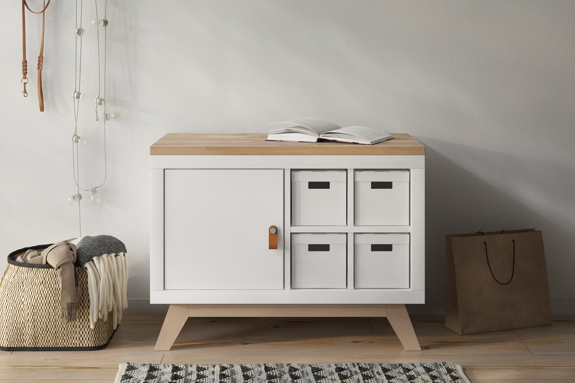 2er Kallax Regal mit Holzplatte aus Buchenholz.