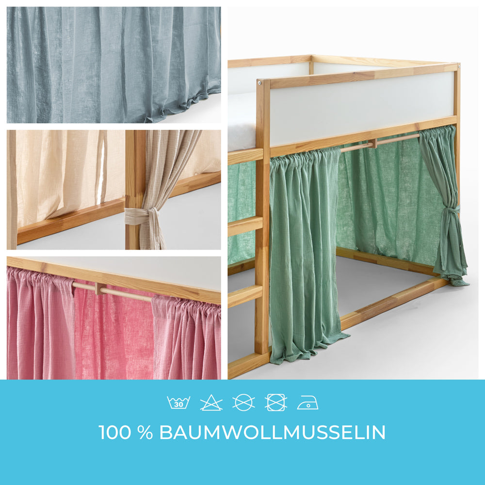 Kura Vorhänge aus 100 % Baumwollmusselin in 3 Farben.
