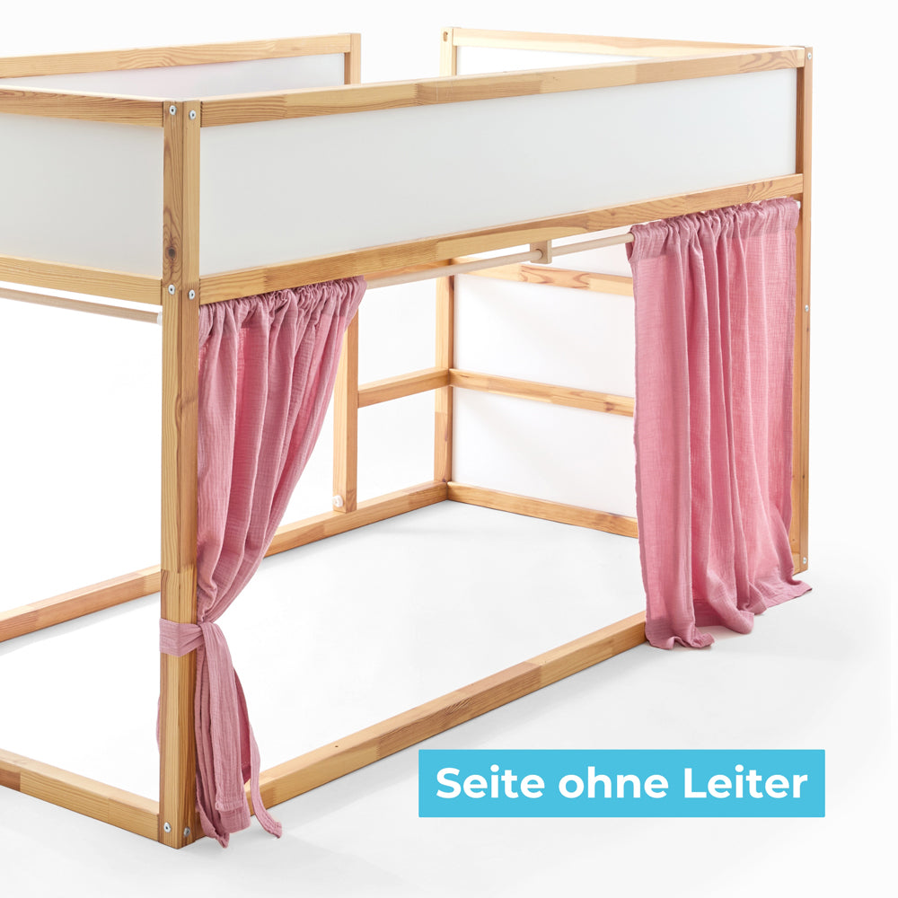 Rosa Kura Vorhang aus Musselin an der Seite ohne Leiter.