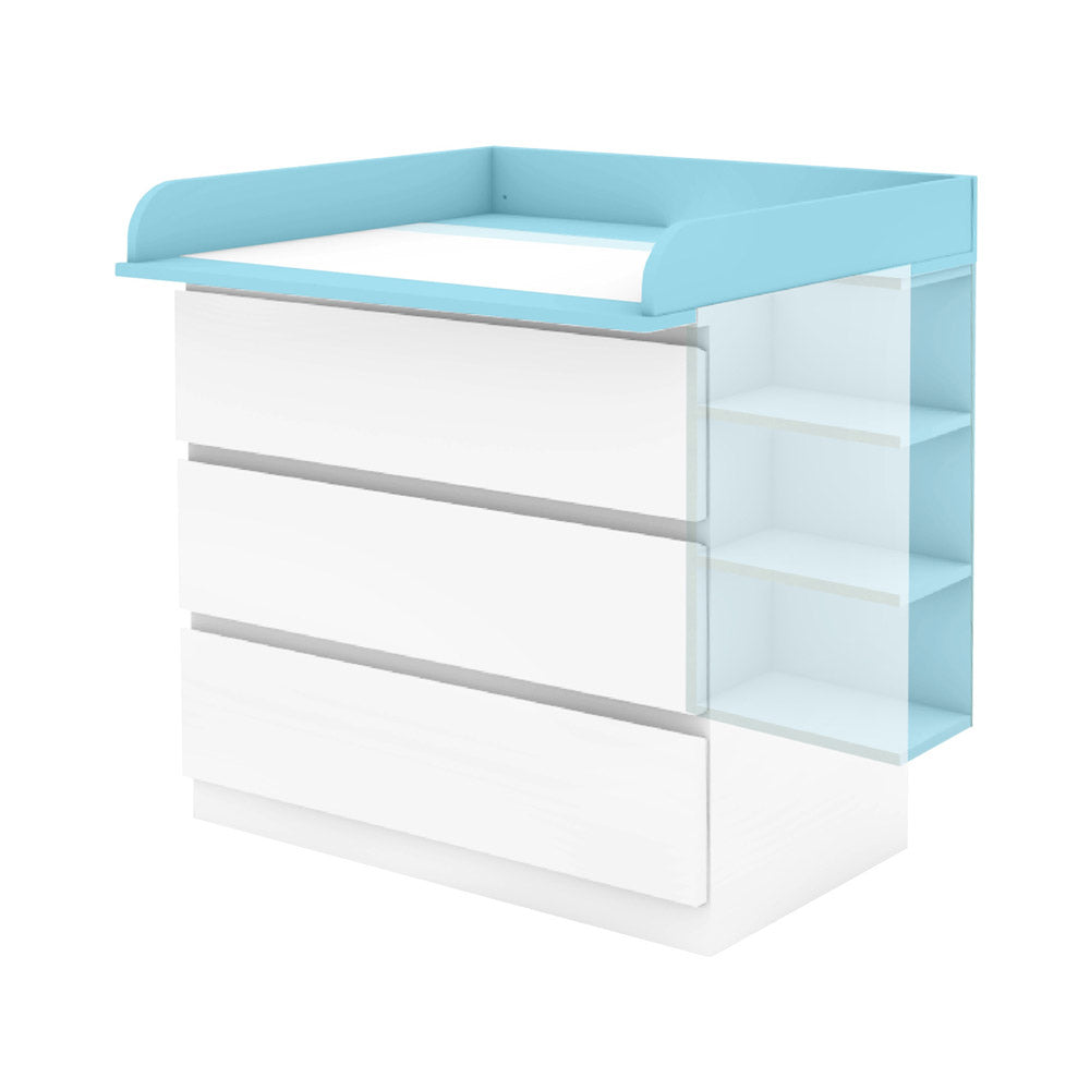 IKEA Malm Wickelkommode mit 3 Schubladen und einem Stauraumregal.