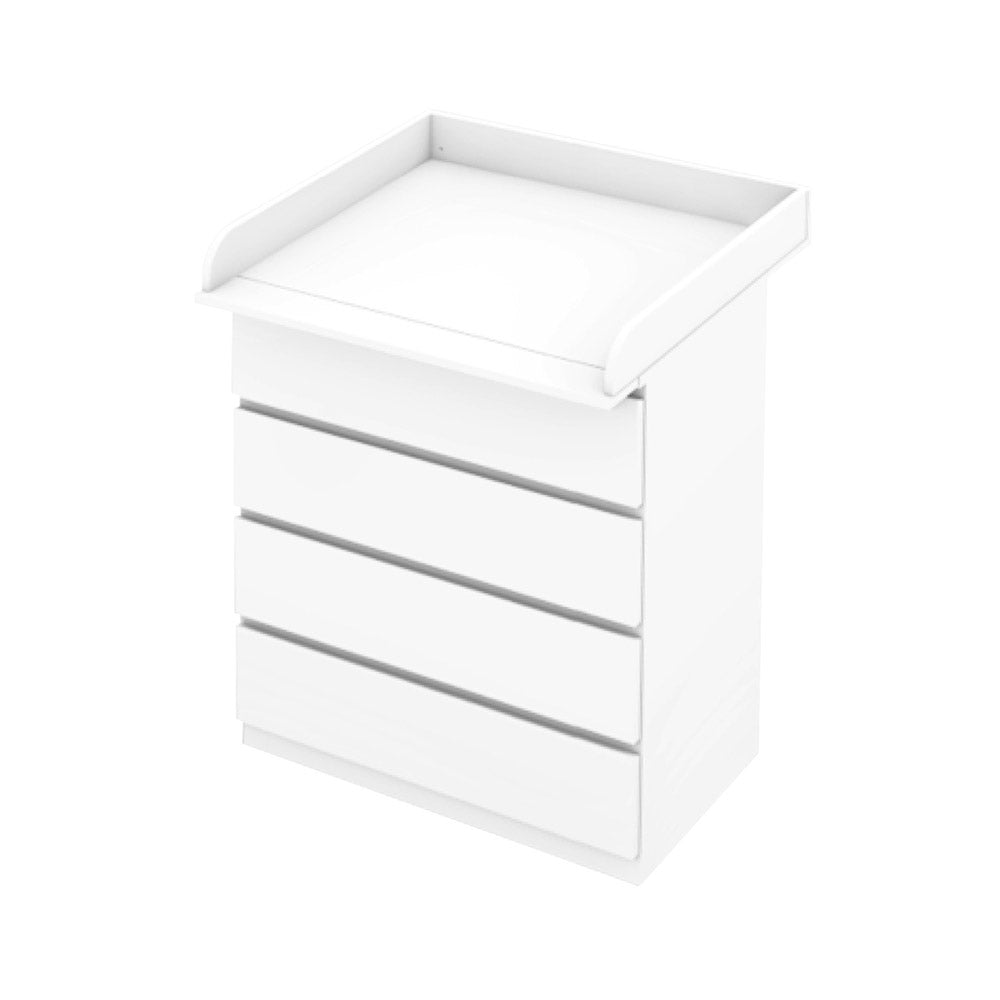 Malm Kommode mit 4 Schubladen und passendem Wickelaufsatz.