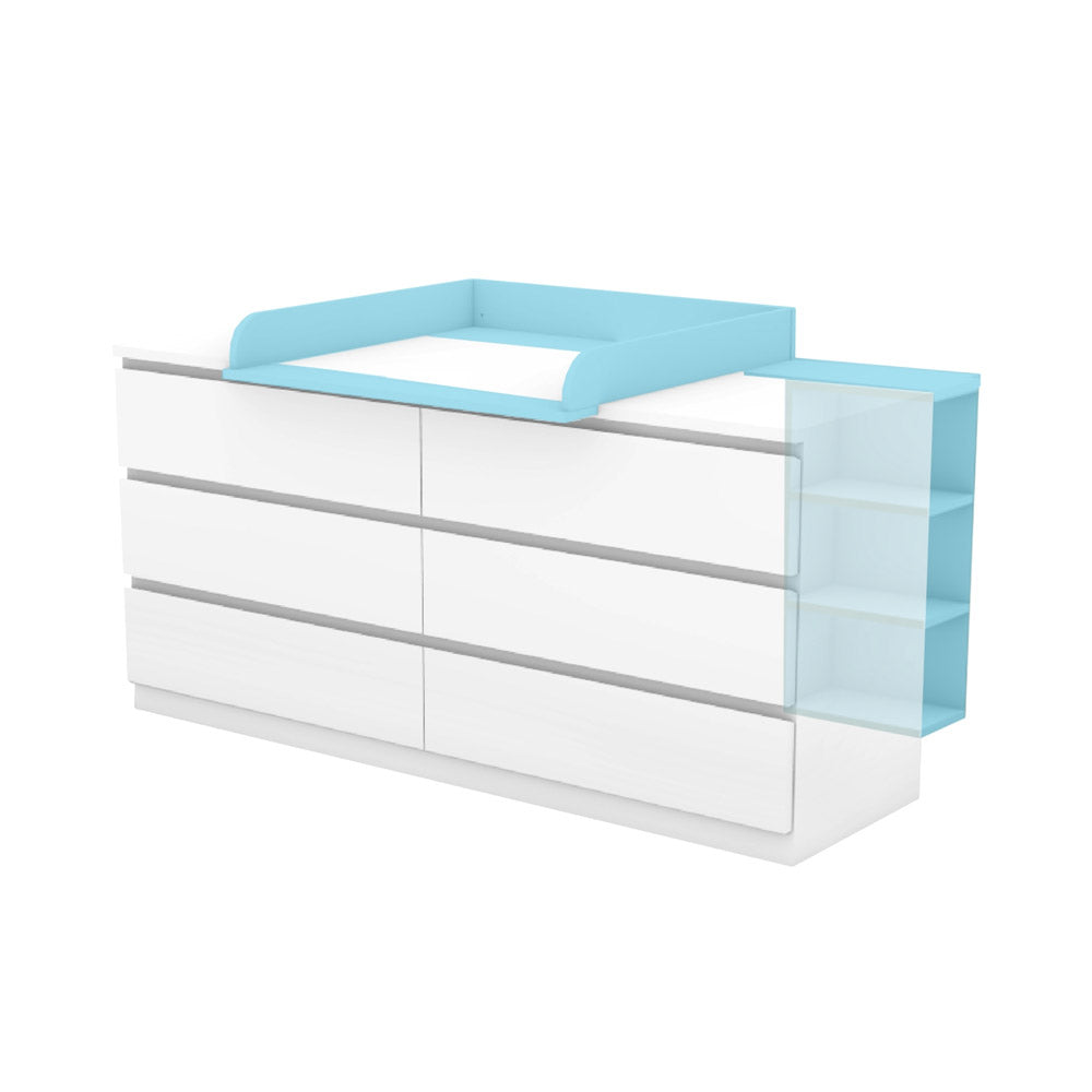 Malm Wickelaufsatz und passendes Stauraumregal für die IKEA Kommode mit 6 Schubladen.