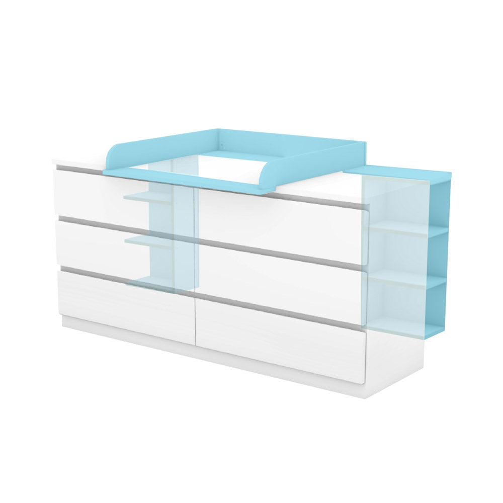 Malm Wickelaufsatz und 2 passende Stauraumregale für die IKEA Kommode mit 6 Schubladen.