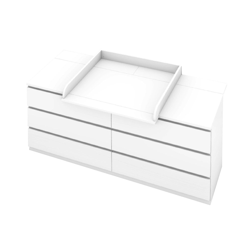Wickelaufsatz Malm auf der großen IKEA Kommode mit 6 Schubladen.