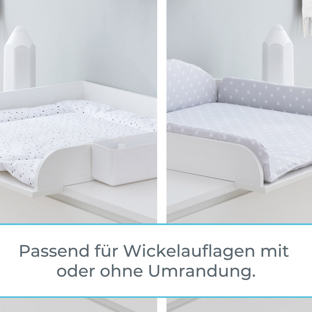 Detailaufnahmen von einer Wickelauflage auf einer Nordli Wickelkommode.