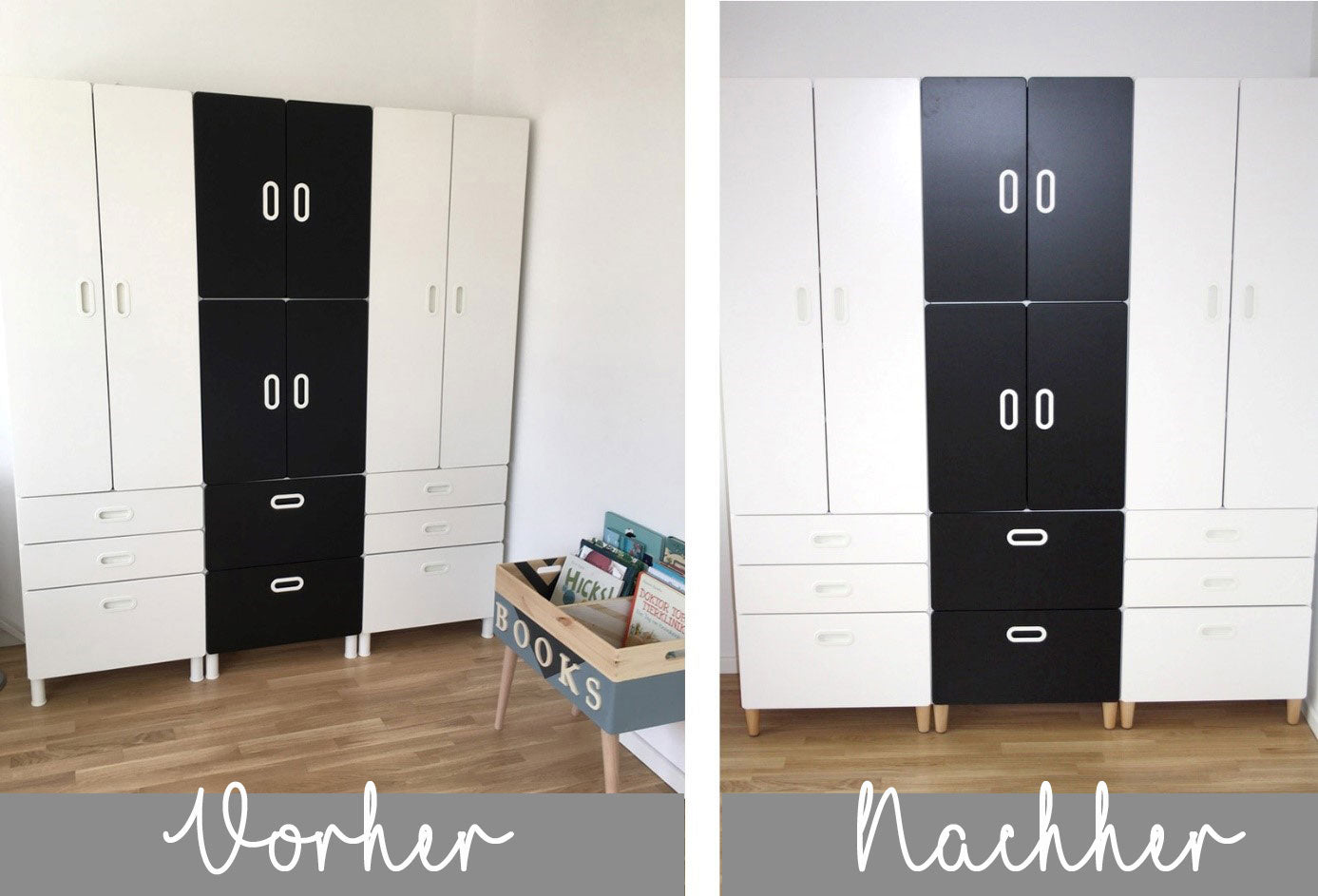 Ikea Schrank vorher und nachher.