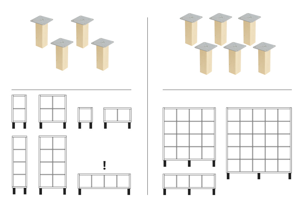 Möbelfüße und Kallax Regal-Layouts