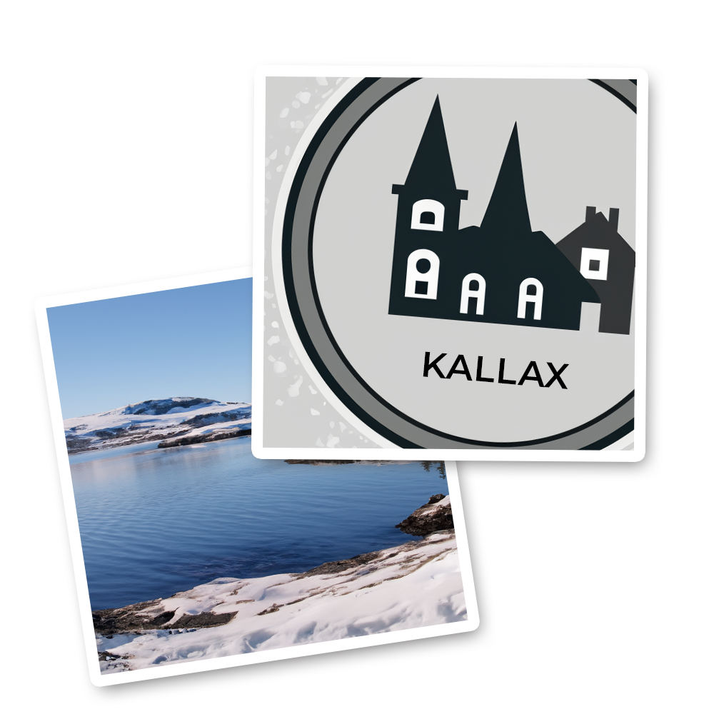 Kallax-Logo und See-Foto