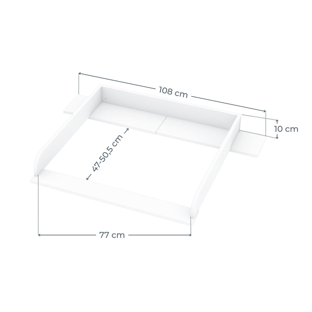 Wickelaufsatz Hemnes für die 108 cm breite IKEA Kommode mit entsprechenden Maßangaben.