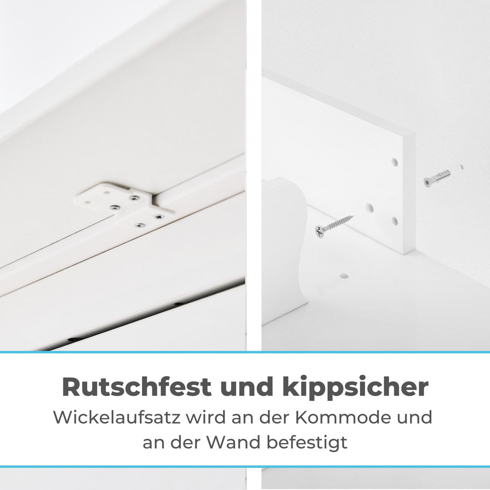Hemnes Wickelaufsatz im Detail, wie er an der Kommode befestigt wird.