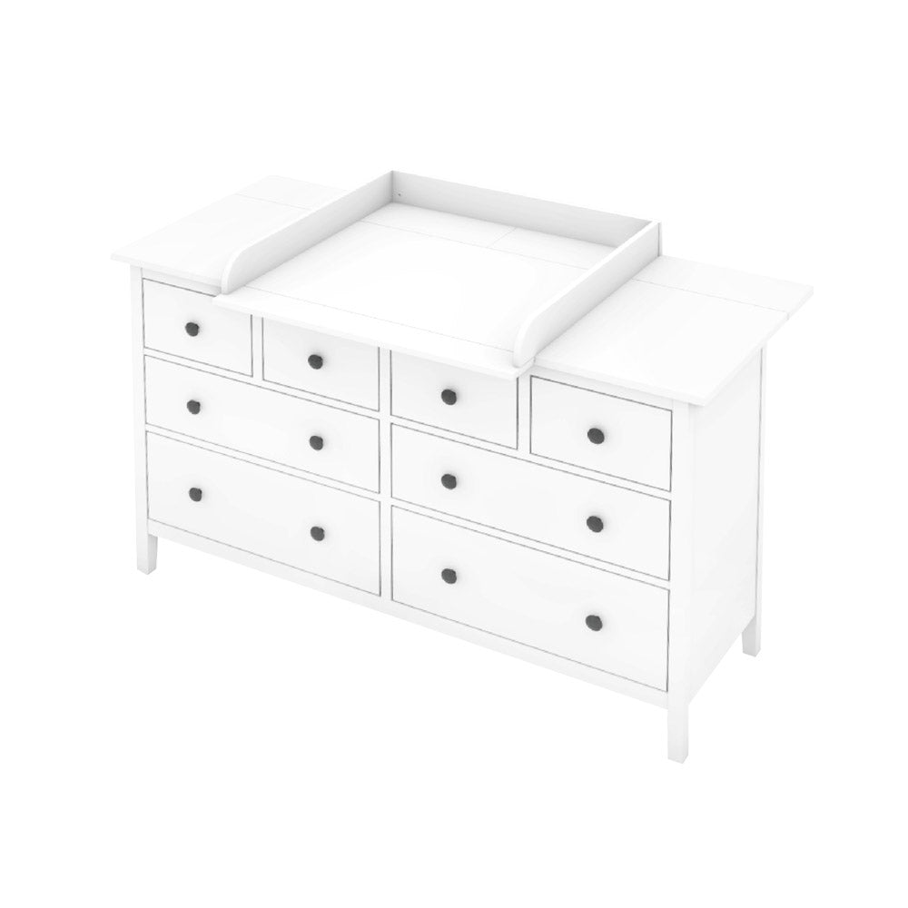Große Hemnes Wickelkommode mit Wickelaufsatz und 8 Schubladen.