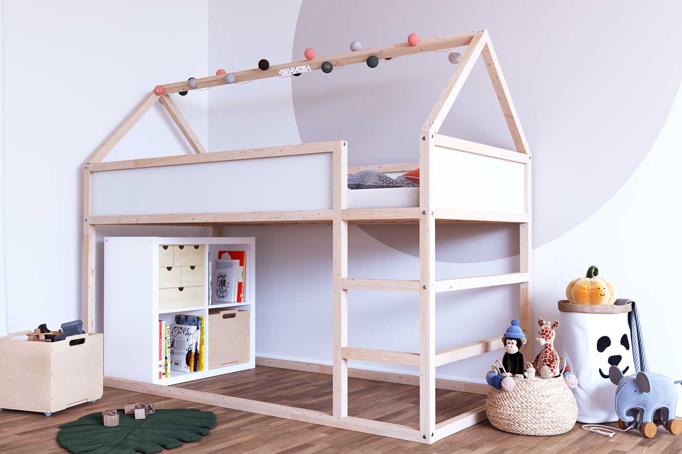 Holzdach für IKEA Kura Bett