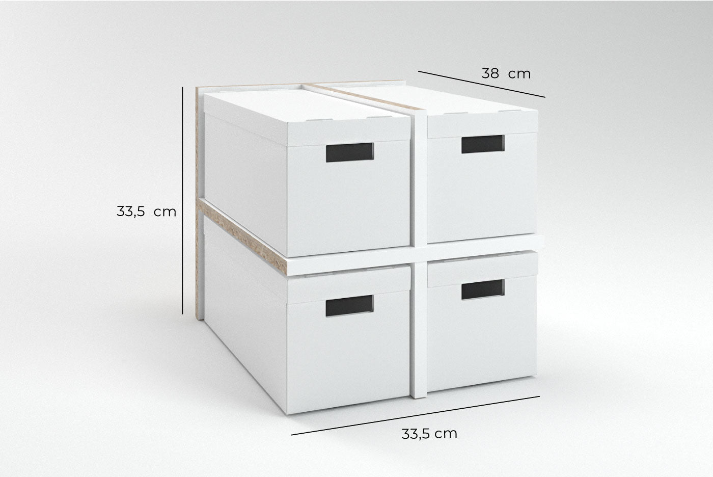 IKEA Kallax Regal mit Faltboxen.