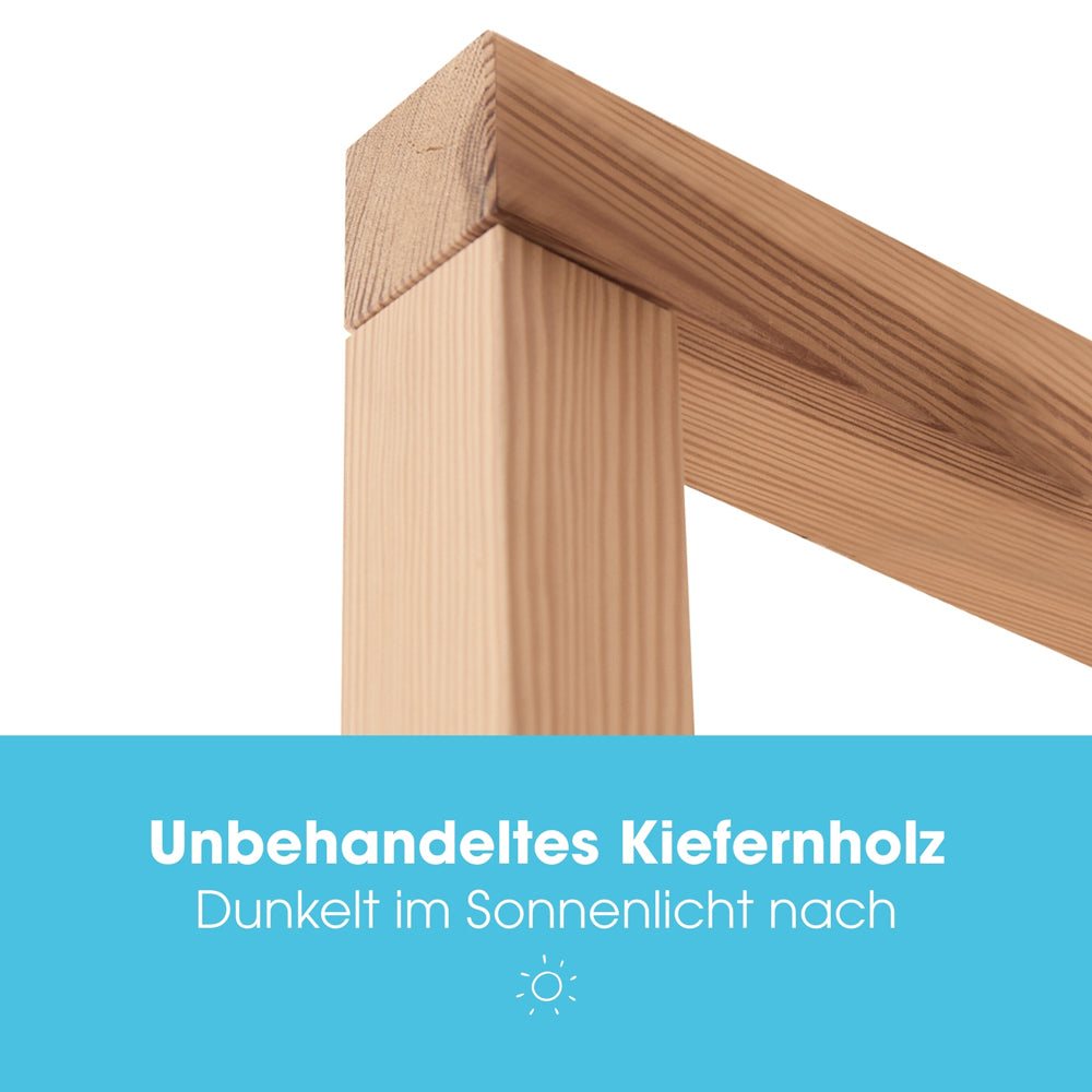 Detailaufnahme von der Erhöhung für das Kura Dach aus Kiefernholz.