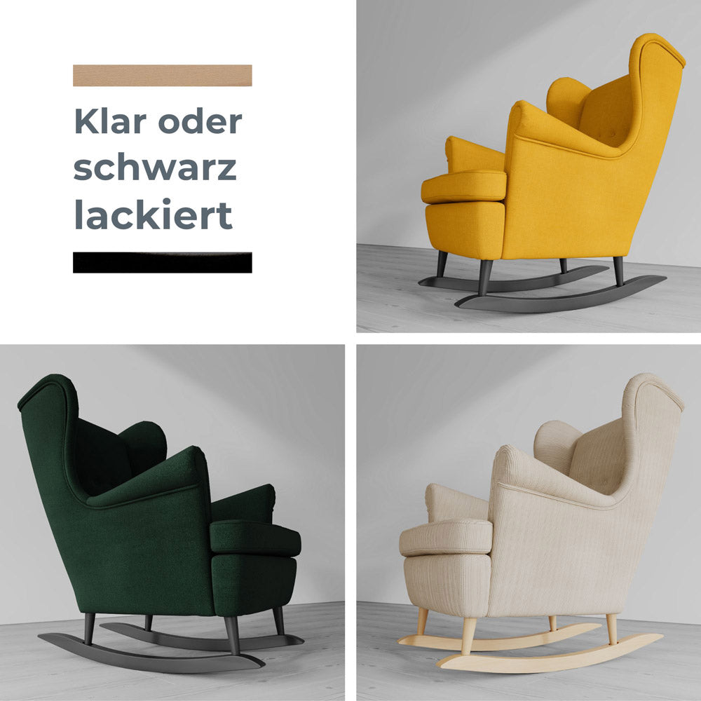 IKEA Strandmon Ohrensessel in 3 Farben mit Schaukelstuhlkufen.