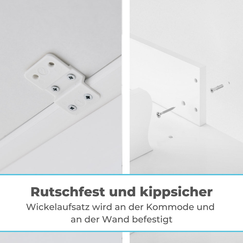 Sicherheitshinweis für die Befestigung vom Wickelaufsatz Malm.